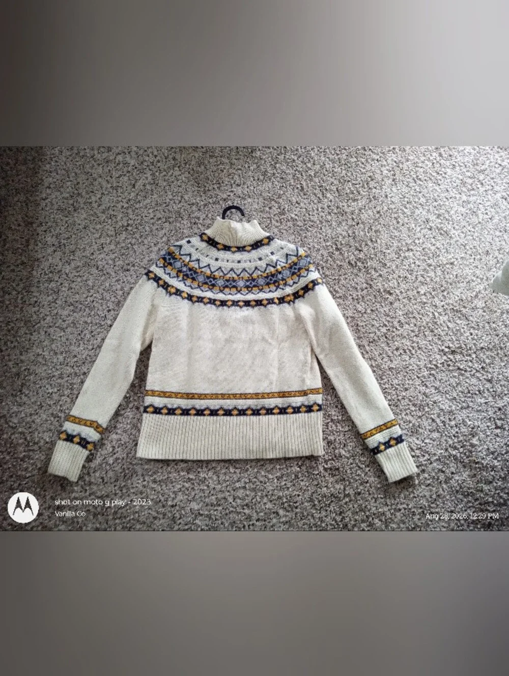 J.Crew Fair Isle Mockneck Pullover Sweater Lambs wool-Blend Cream Small